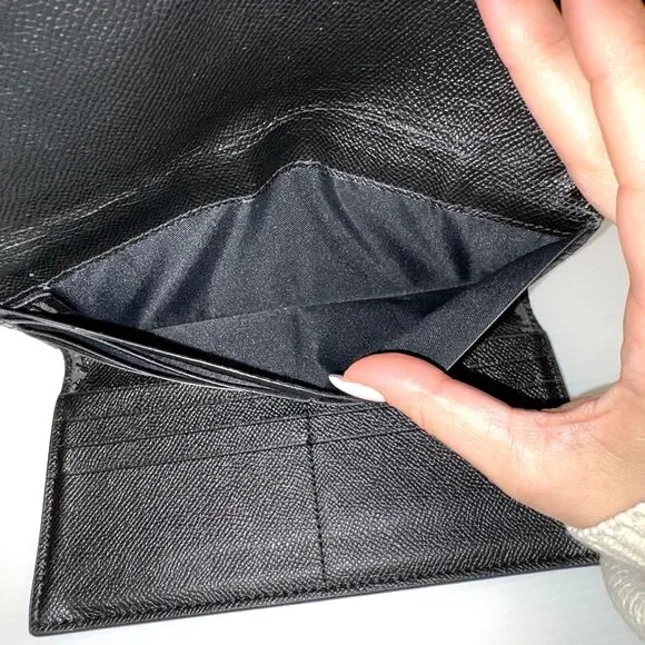 VTG Coach Black Leather Long Wallet Clutch Trifold Snap Zip Coin Pocket Women - Picture 12 of 16